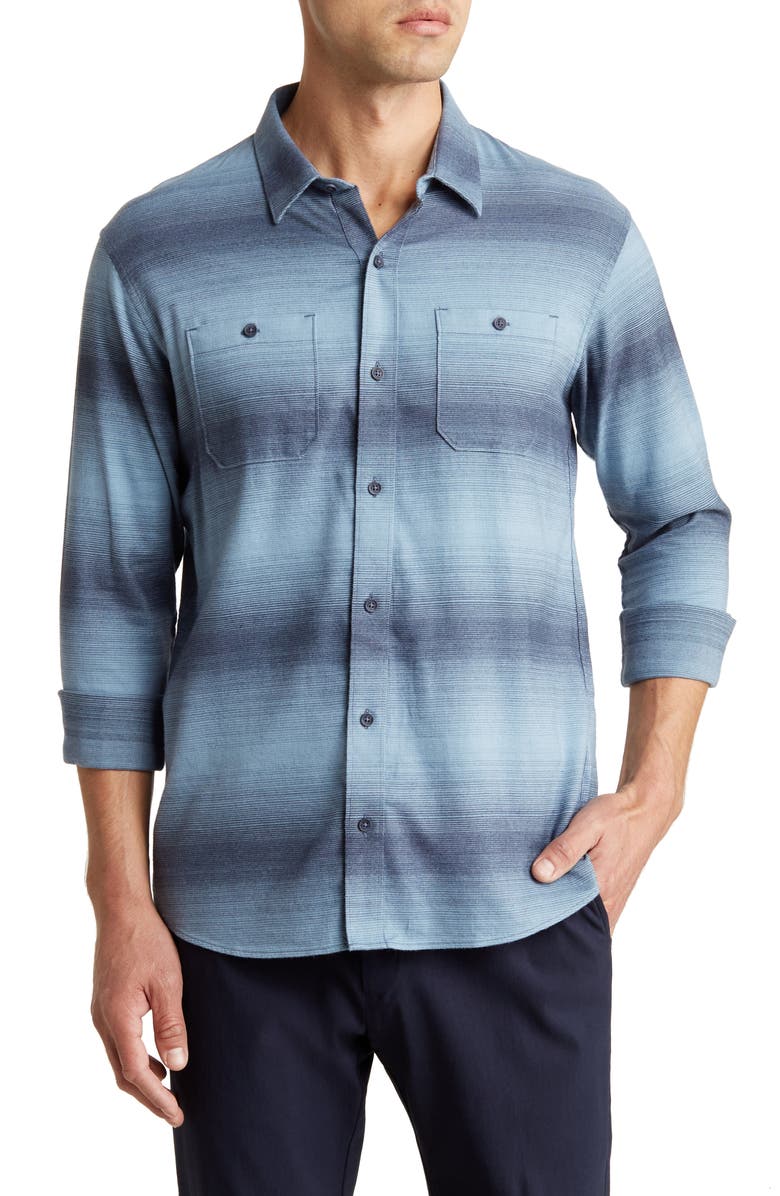 TravisMathew Good Luck Stripe Button-Down Shirt, Main, color,