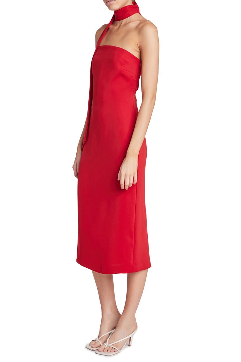 Choker Tie Sleeveless Midi Dress, Alternate, color, RED