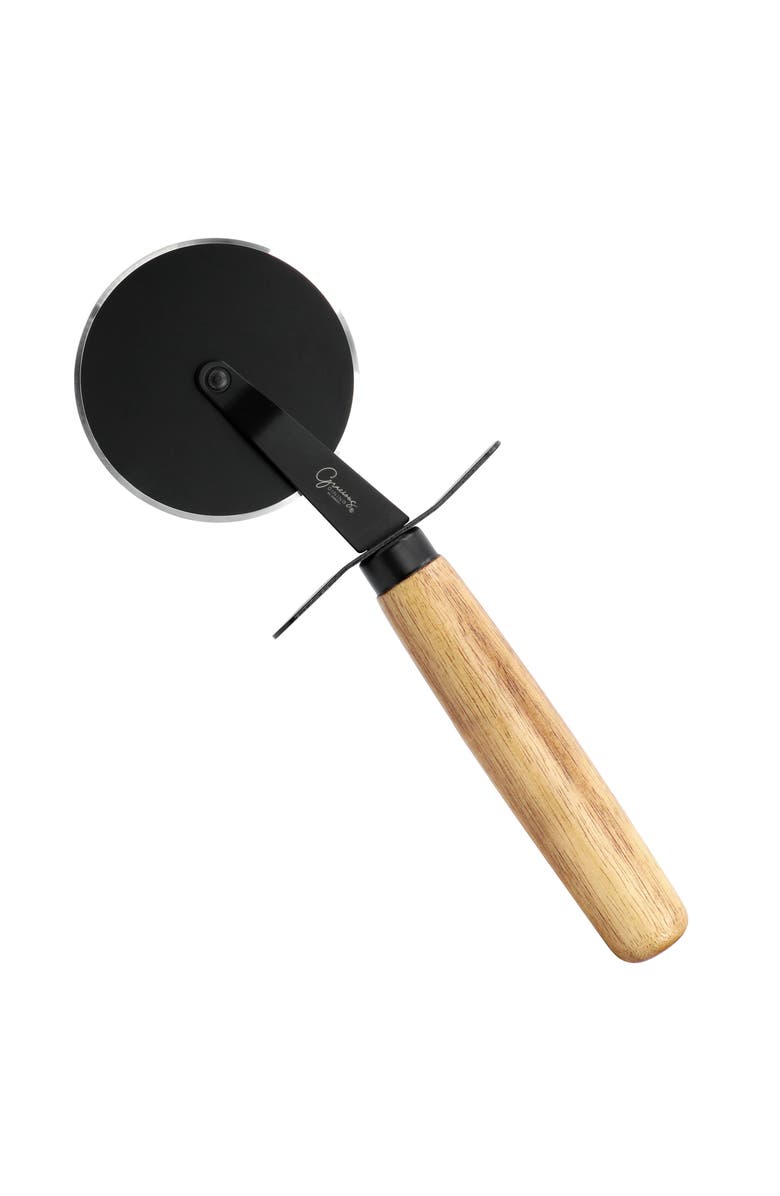 Gibson Elite 2 Piece Acacia Wood Serving Board and Pizza Cutter Set, Alternate, color, Brown