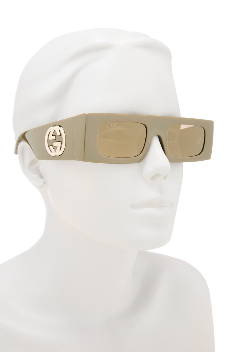 Gucci 49mm Polarized Wrap Sunglasses, Alternate, color, Green Green Brown