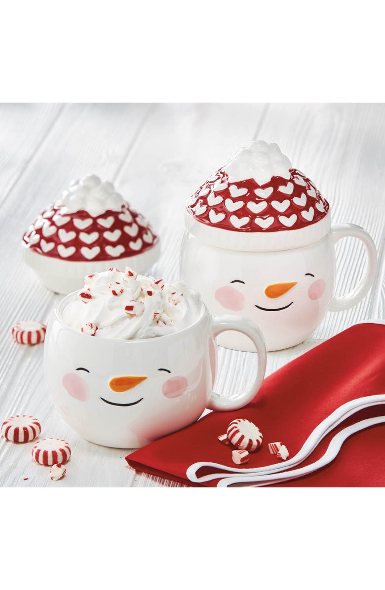 tag Snowman Lidded Mug Festive Drinkware for Christmas Multicolor, Alternate, color, Multicolored