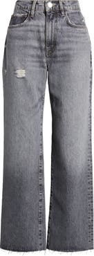 FRAME Le Jane Raw Hem High Waist Ankle Wide Leg Jeans