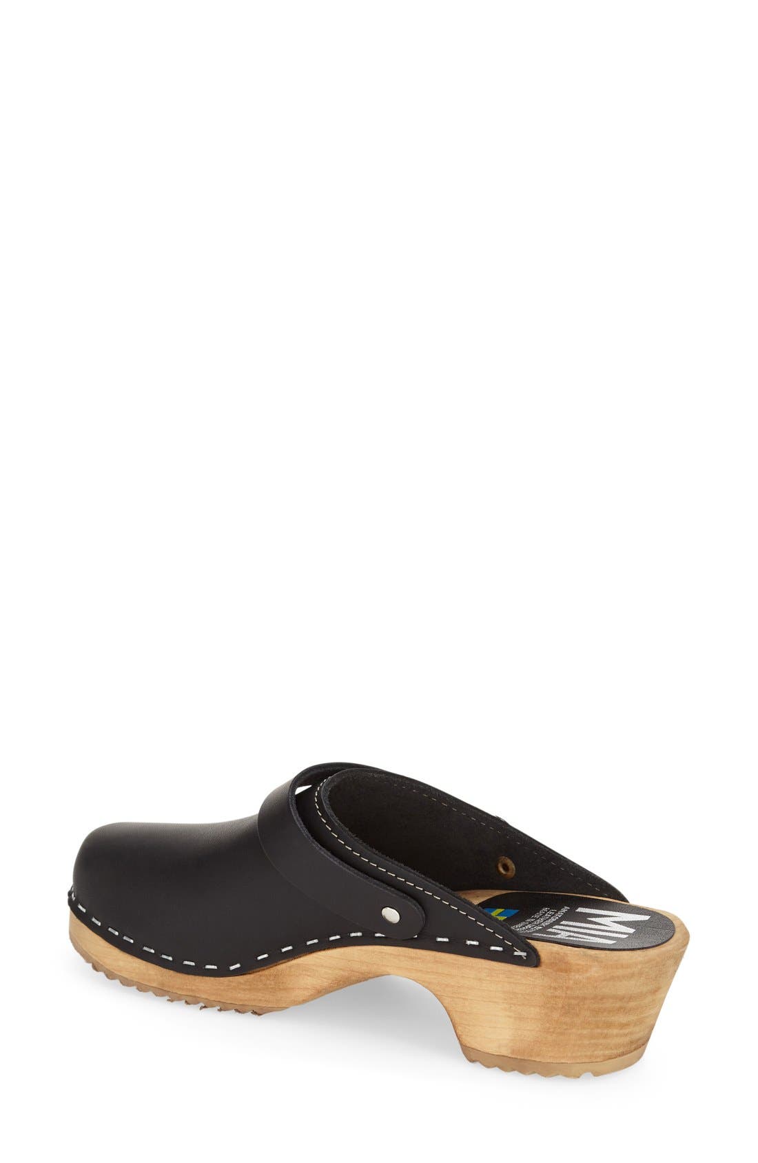 'Alma' Clog, Alternate, color, BLACK LEAT