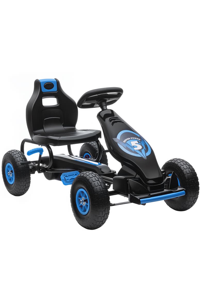 Aosom Ergonomic Pedal Go Kart with Wear-Resistant Tread, Main, color, Blue