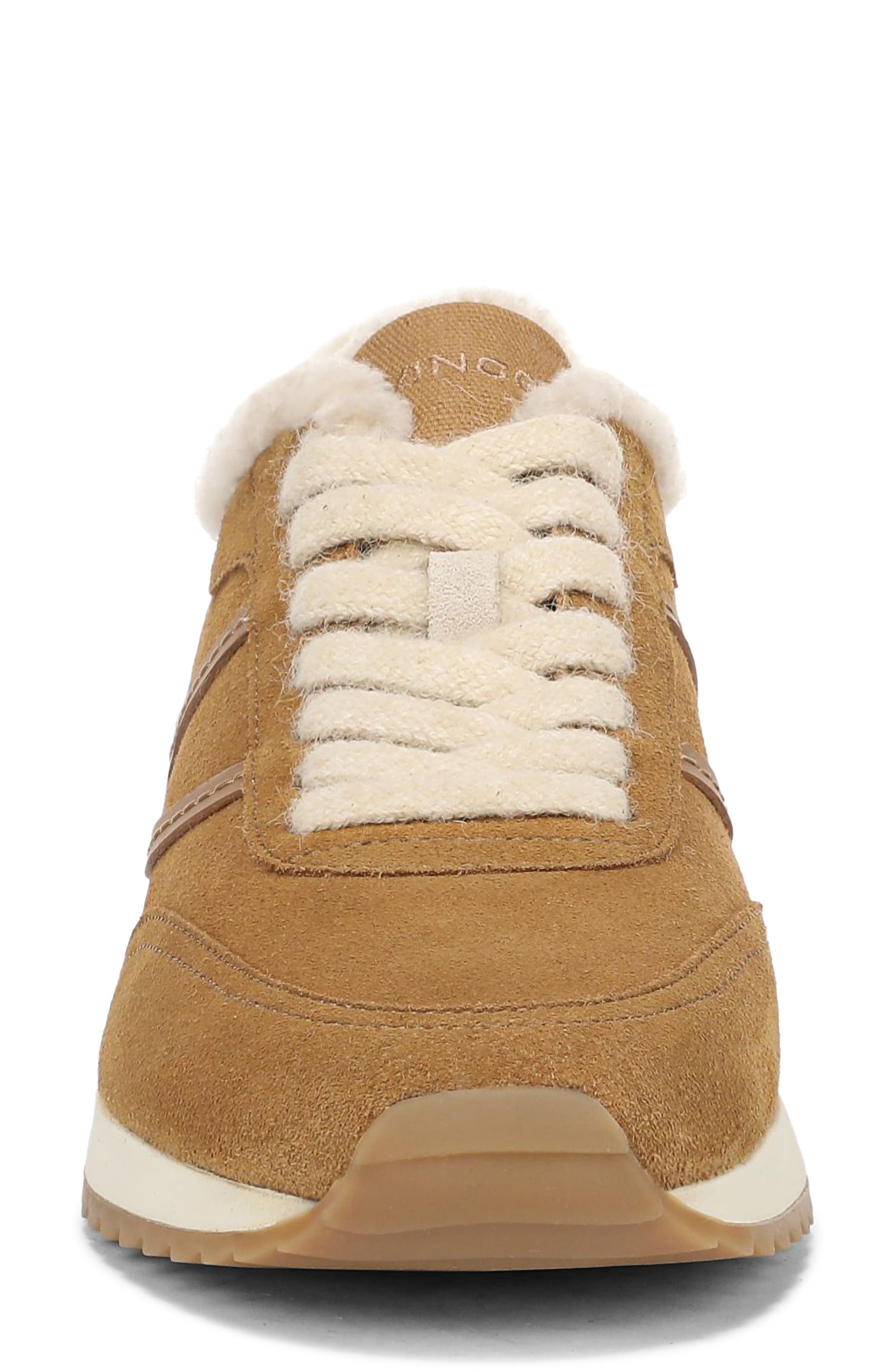 Simon Genuine Shearling Trim Sneaker, Alternate, color, HONEY BROWN LEATHER