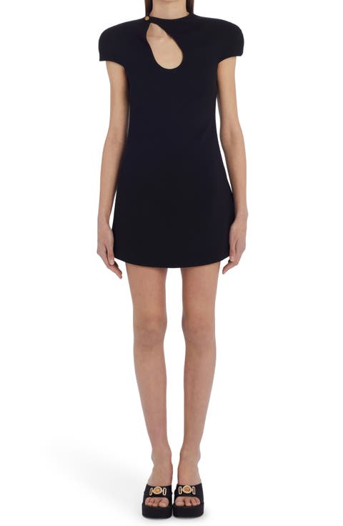 Keyhole Front Cutout Wool Blend Minidress