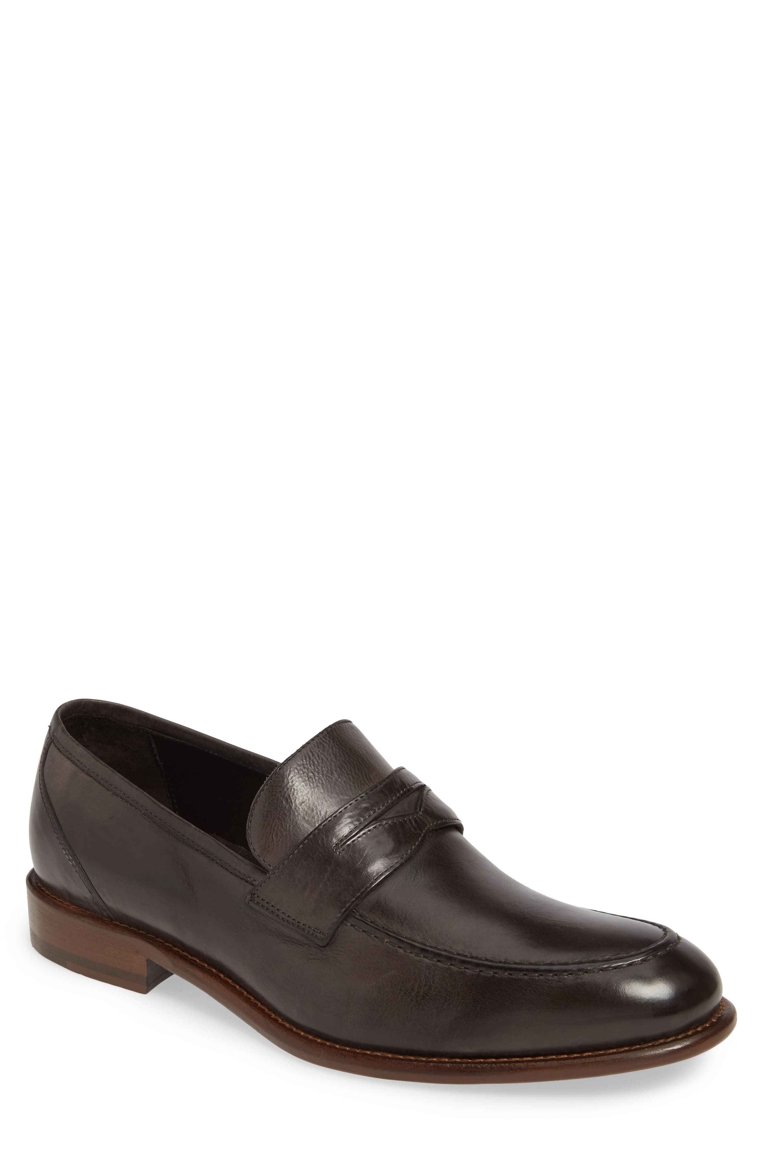 J&M 1850 Bryson Penny Loafer, Main, color, CHARCOAL LEATHER