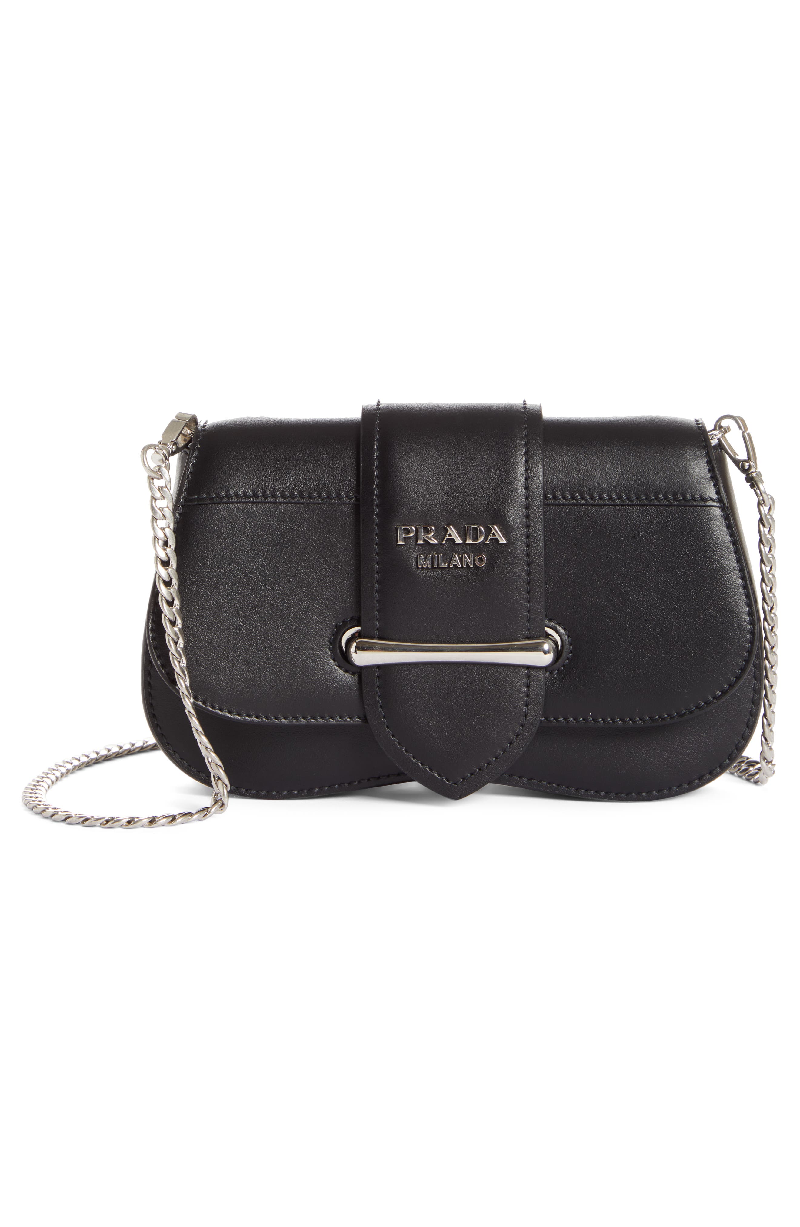 Convertible Calfskin Leather Belt Bag, Alternate, color, NERO