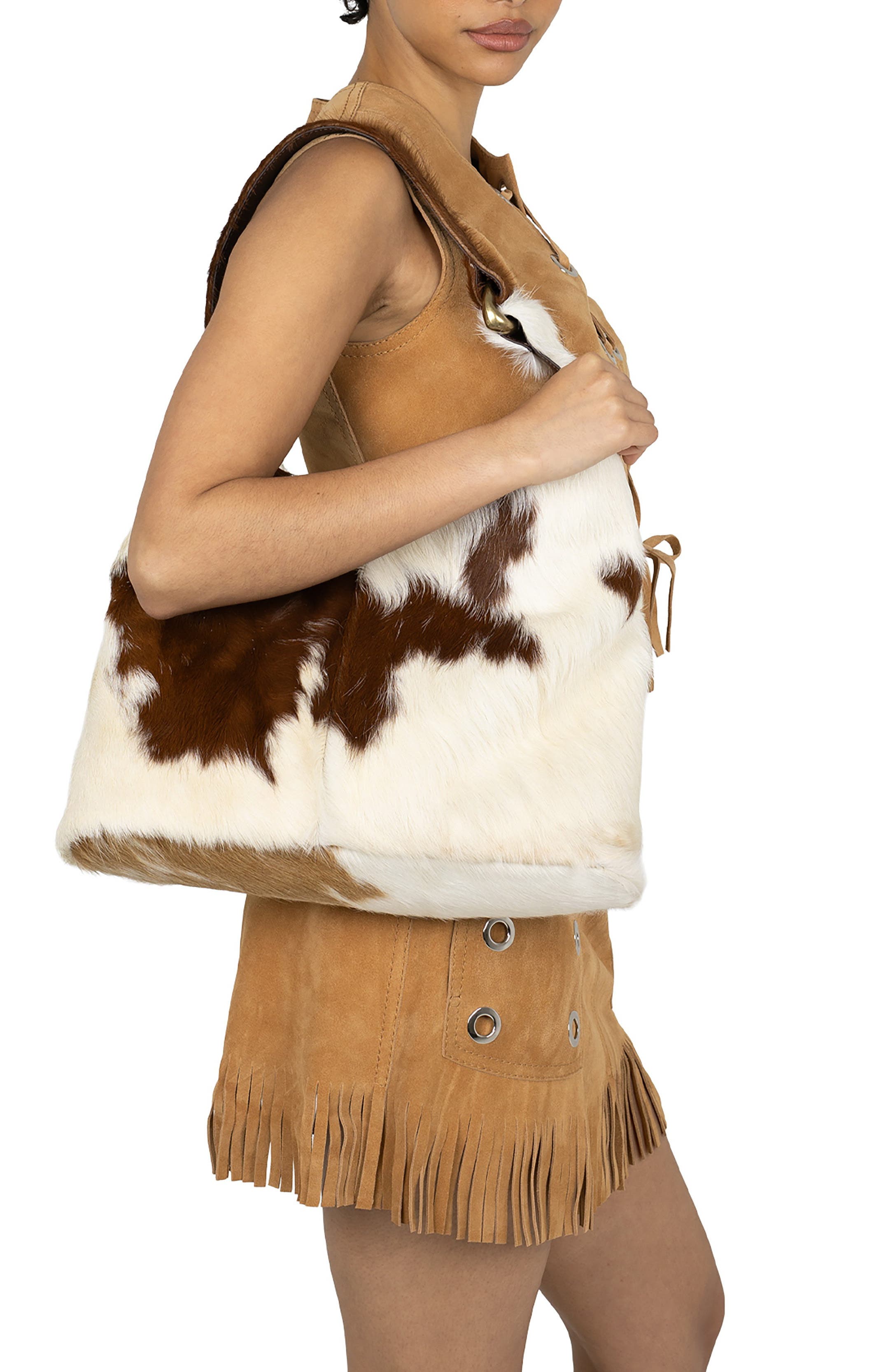 Jeffrey Campbell Wonder Genuine Calf Hair Shoulder Bag, Alternate, color, 