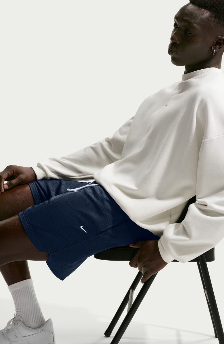 Nike Standard Issue 5-Inch Practice Mesh Basketball Shorts, Alternate, color, Midnight Navy/ Pale Ivory