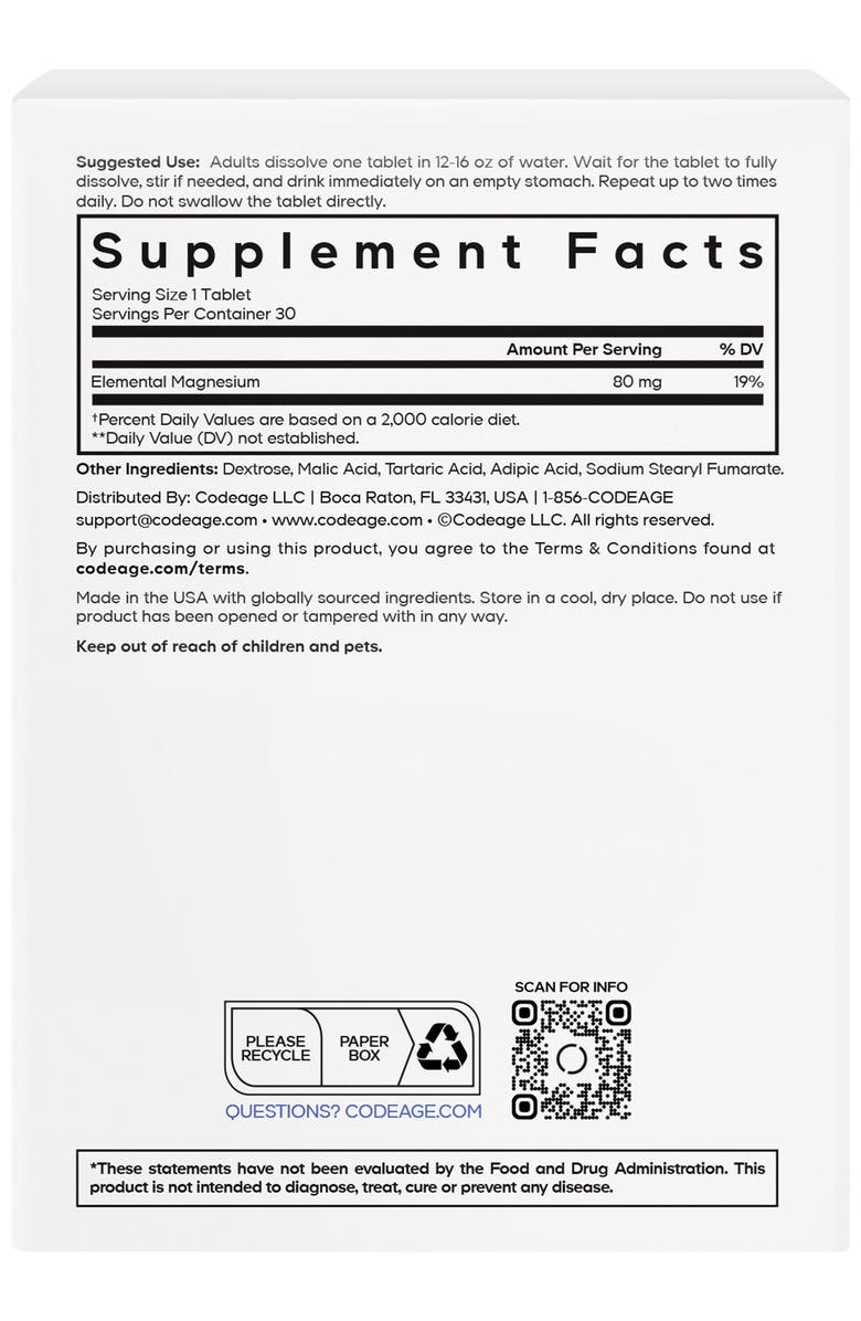 Codeage Molecular Hydrogen, Elemental Magnesium Effervescent Hydrogen Water Tablets, Alternate, color, White