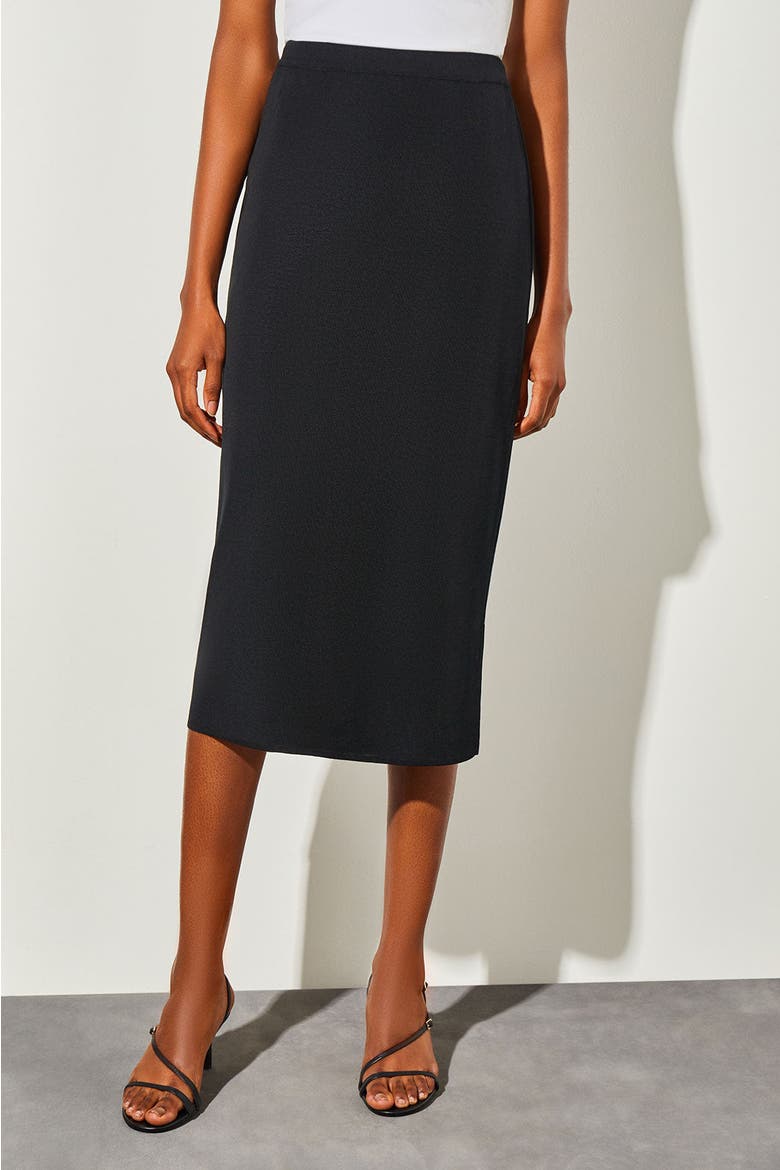 Straight Knit Midi Skirt, Main, color, Black