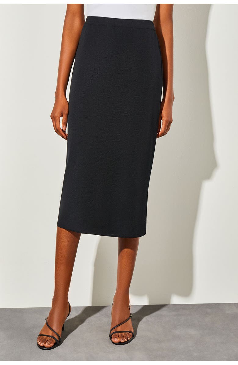 Ming Wang Straight Knit Midi Skirt, Main, color, Black