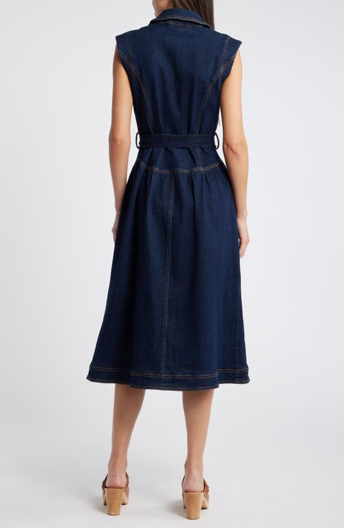 Adelyn Rae Sleeveless Denim Midi Dress In Navy Denim