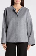 JMCLAUGHLIN Bora Zip Front Wool Blend Herringbone Poncho