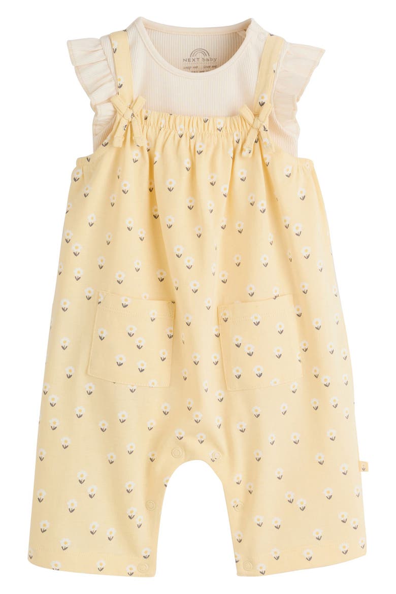 Floral Overalls & Bodysuit Set, Main, color, YELLOW