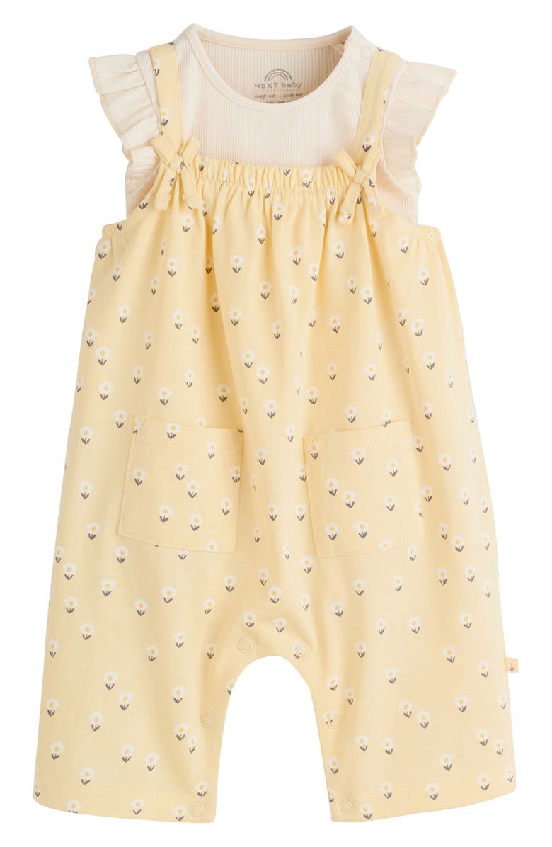 NEXT Floral Overalls & Bodysuit Set, Main, color, Yellow