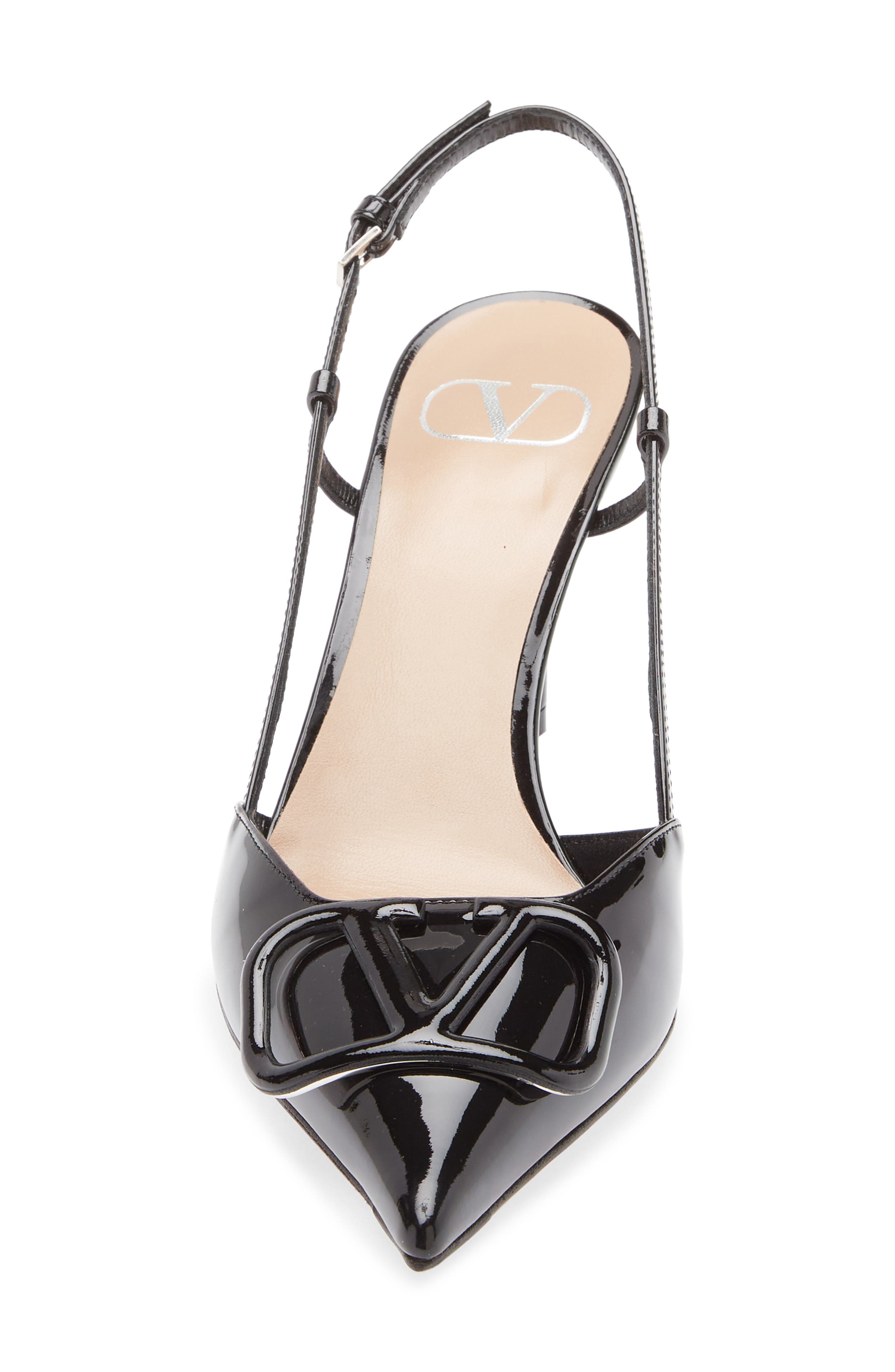 Valentino Garavani VLOGO Pointed Toe Slingback Pump, Alternate, color, Black