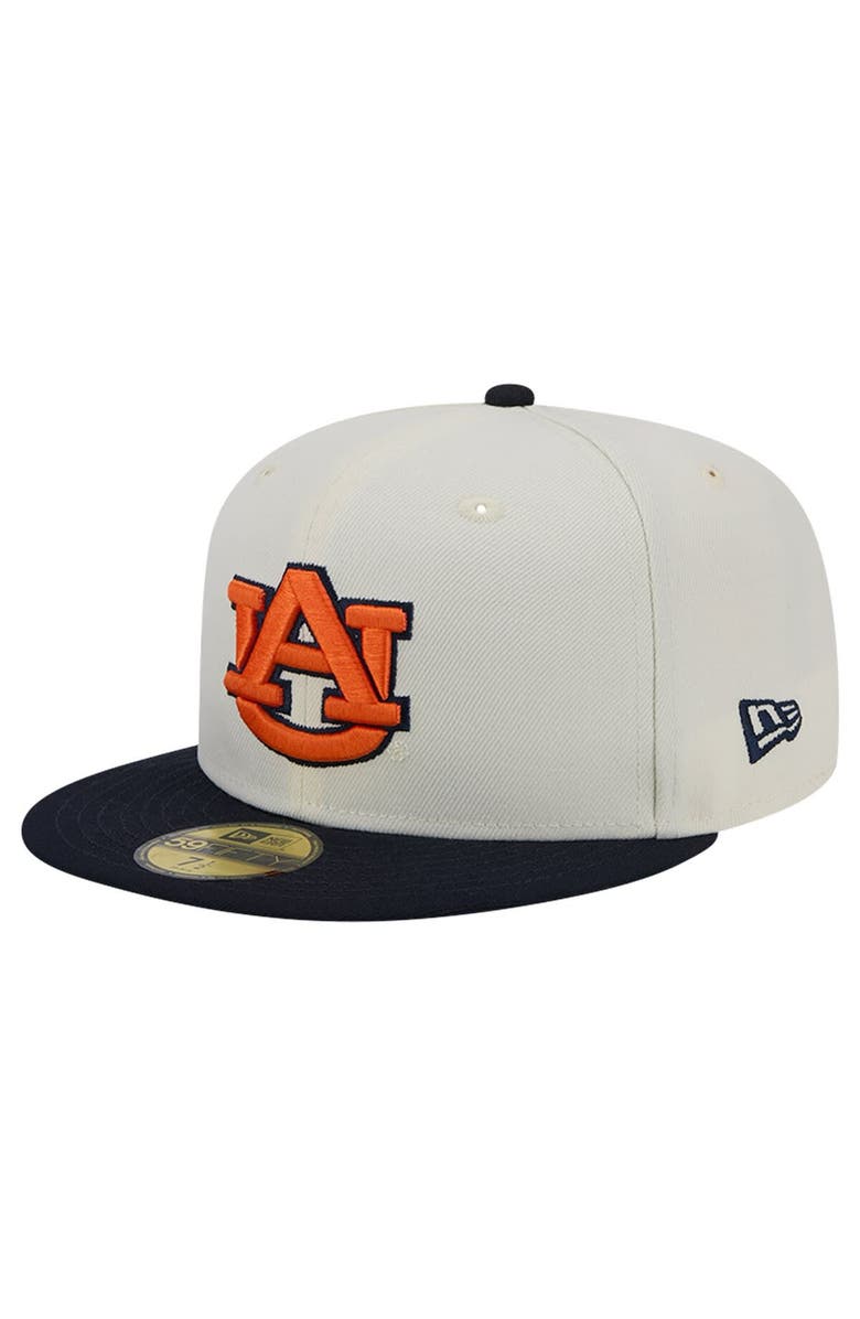 New Era Men's New Era Auburn Tigers Chrome White Vintage 59FIFTY Fitted Hat, Main, color, 