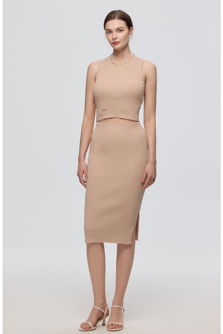 Sera Rib Knit Skirt, Alternate, color, Tan