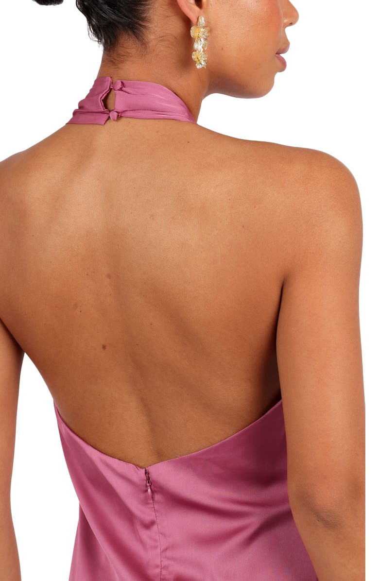 Petal & Pup Satin Halter Gown, Alternate, color, Dark Rose