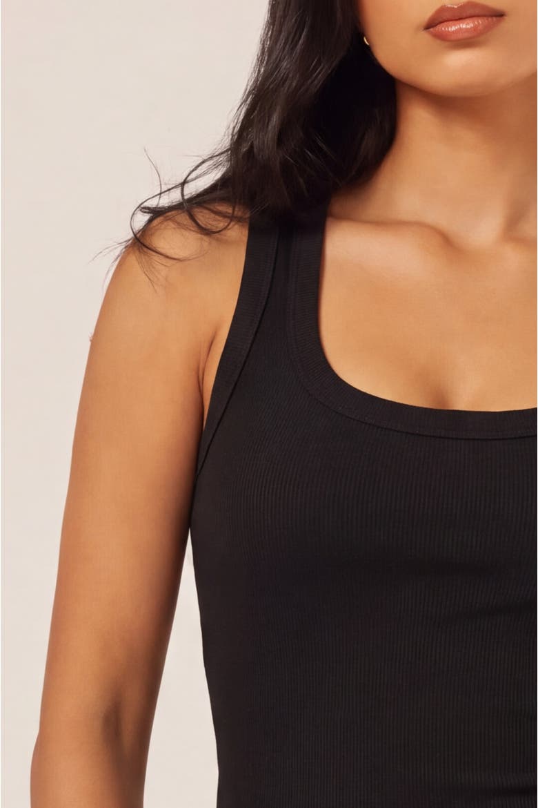 Square Neck Racerback Ribbed Biker Tank, Alternate, color, Black