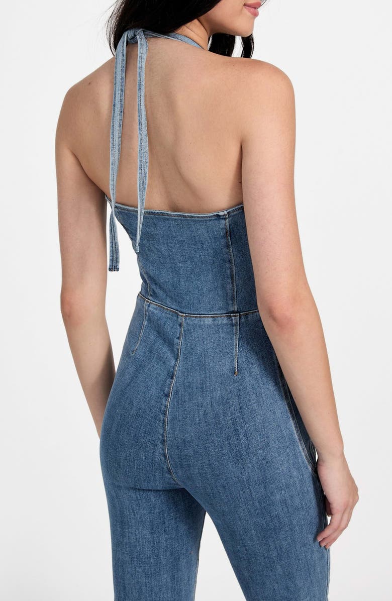 GUESS Blair Denim Halter Jumpsuit, Alternate, color, Palm Shade