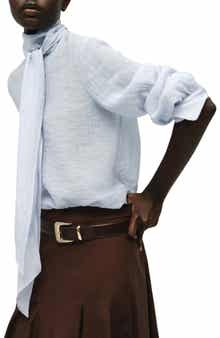 MANGO Tie Neck Textured Shirt