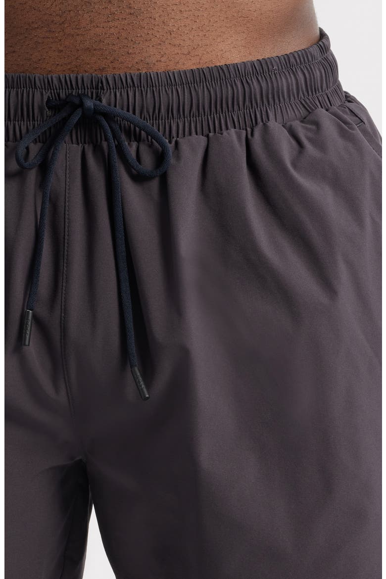 Solid Stretch Swim Trunks, Alternate, color, DARK GREY