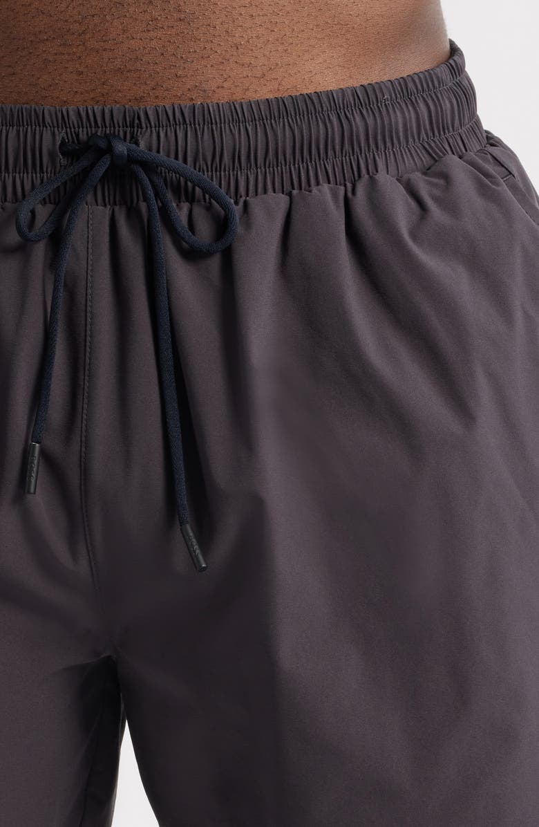 BOSS Solid Stretch Swim Trunks, Alternate, color, Dark Grey