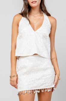 Beivy Sequin Corded Halter Top & Skirt Set