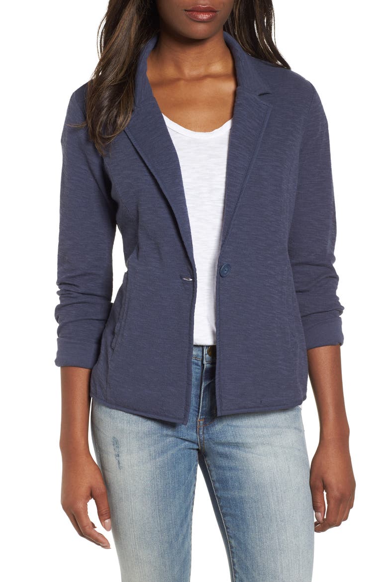 One-Button Knit Blazer, Main, color, NAVY INDIGO