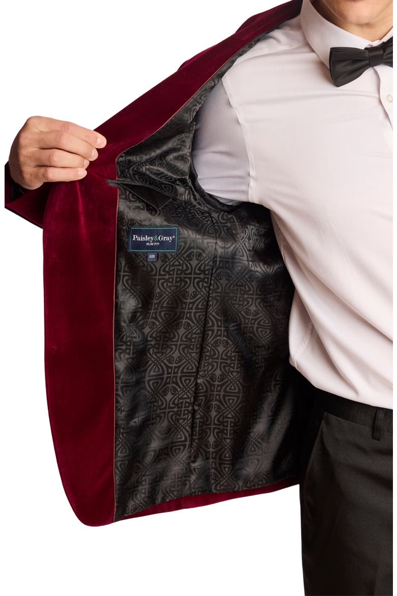 Kyle Slim Fit Velvet Dinner Jacket, Alternate, color, BORDEAUX VELVET