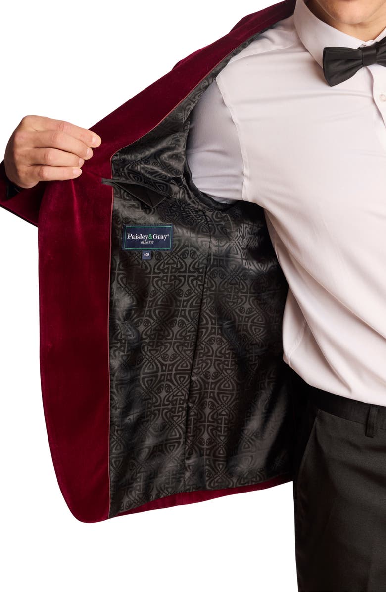 PAISLEY & GRAY Kyle Slim Fit Velvet Dinner Jacket, Alternate, color, Bordeaux Velvet