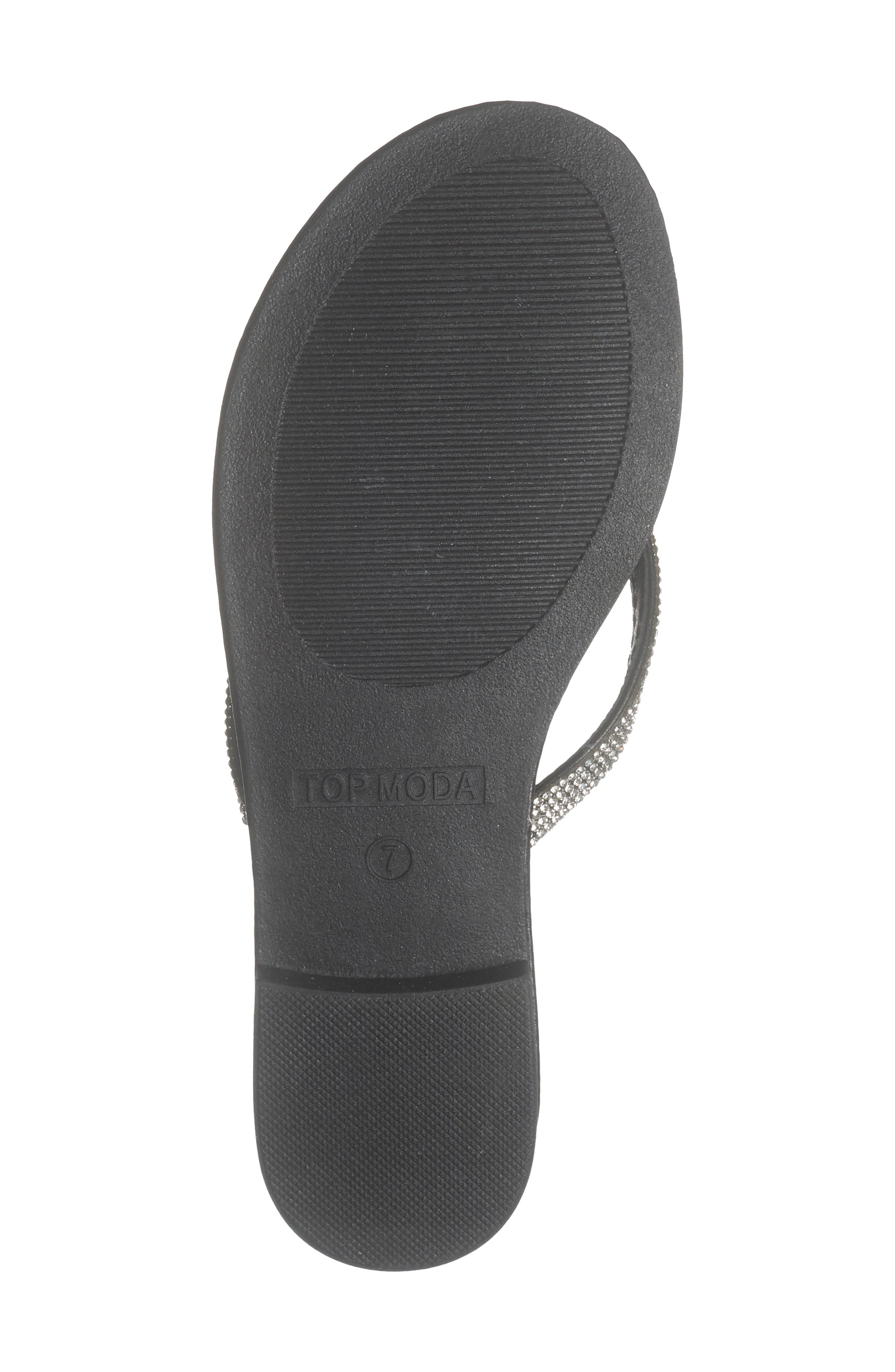 TOP MODA Haiti Rhinestone Embellished Flip Flop, Alternate, color, Black Pu