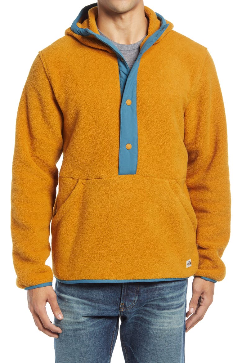 Carbondale Snap-Neck Hoodie, Main, color, TIMBER TAN/ MALLARD BLUE
