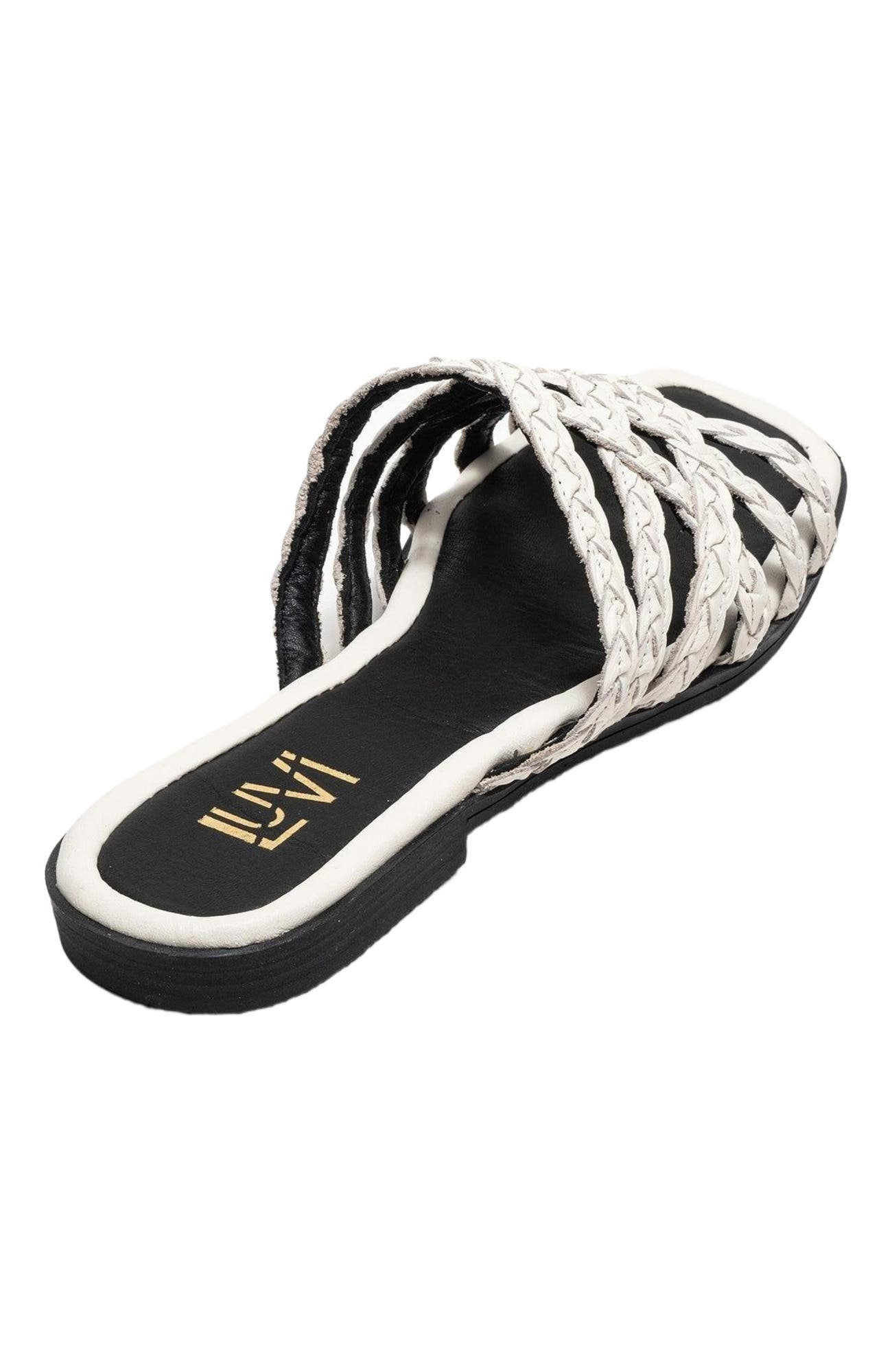Alisha Leather Slide Sandal, Alternate, color, Light Beige Leather