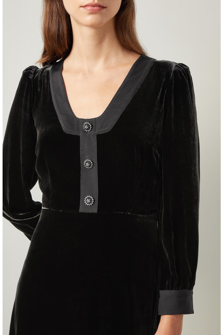 Cordelia Long Sleeve Velvet Dress, Alternate, color, BLACK