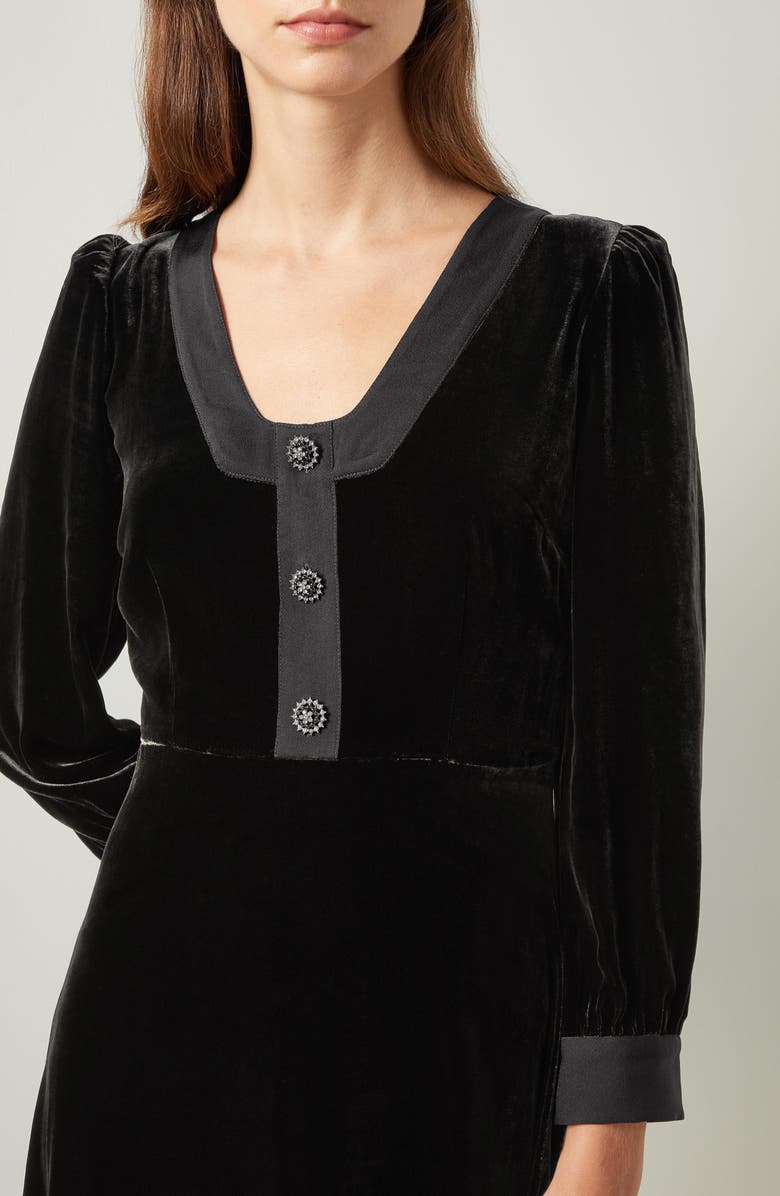 LK Bennett Cordelia Long Sleeve Velvet Dress, Alternate, color, 