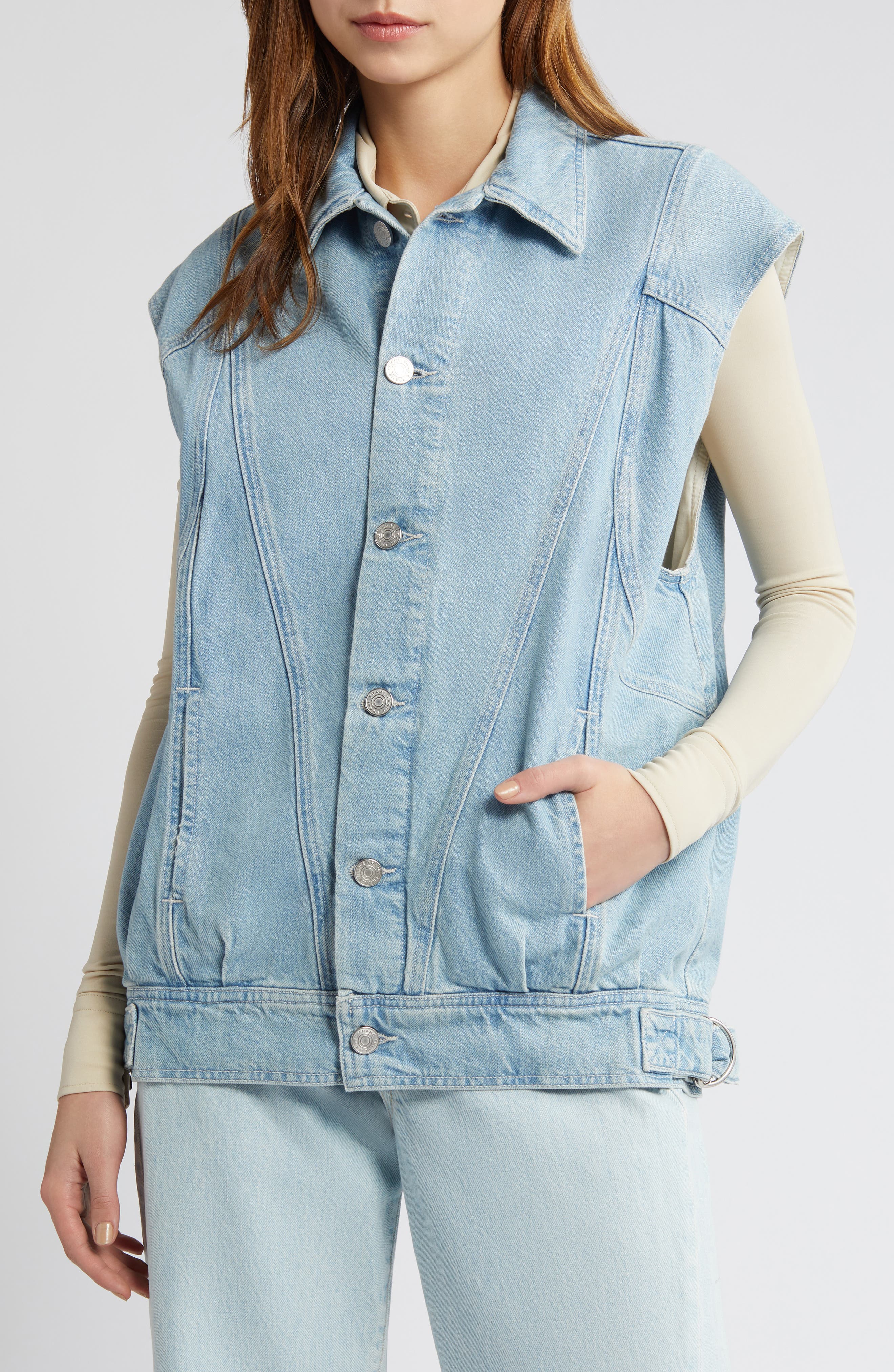 FRAME Angular Denim Trucker Vest (Women) | Nordstromrack