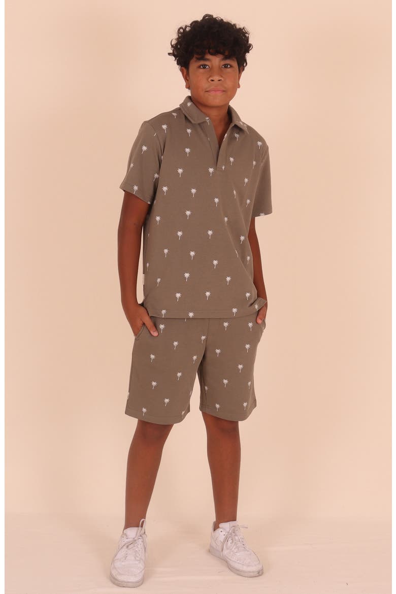 Kids' Palm Tree Print Shorts, Alternate, color, OLIVE