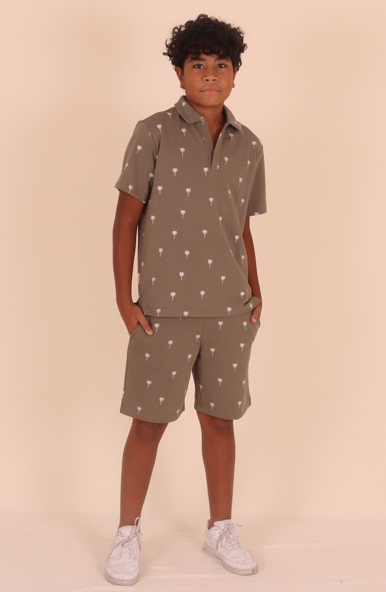 TINY TRIBE Kids' Palm Tree Print Shorts, Alternate, color, Olive