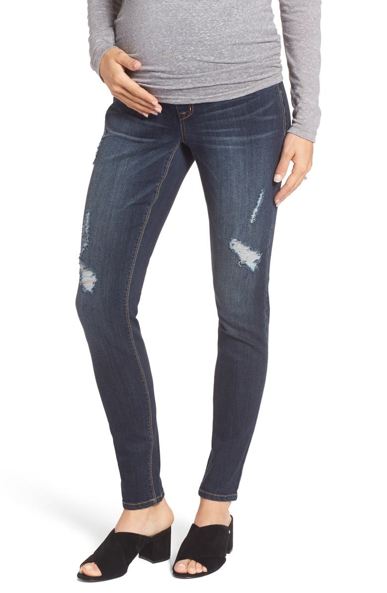 1822 Denim Distressed Maternity Skinny Jeans, Main, color,