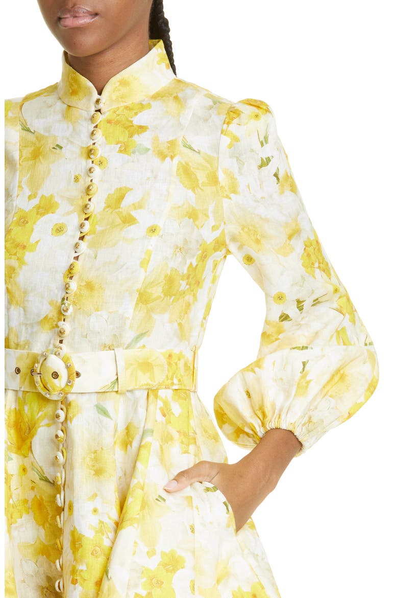 Wonderland Floral Long Sleeve Linen Dress, Alternate, color, DAFFODIL PRINT