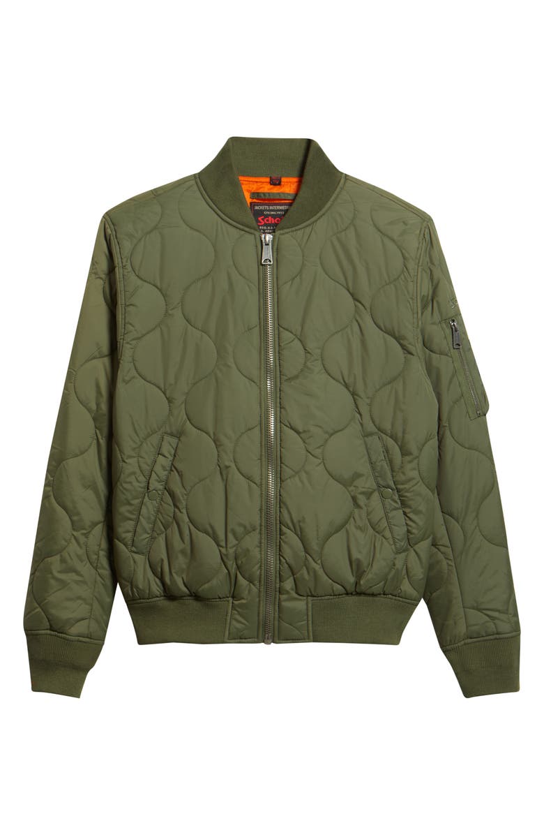 Schott NYC Dumbbell Quilted MA-1 Ripstop Nylon Bomber Jacket, Alternate, color, Olive