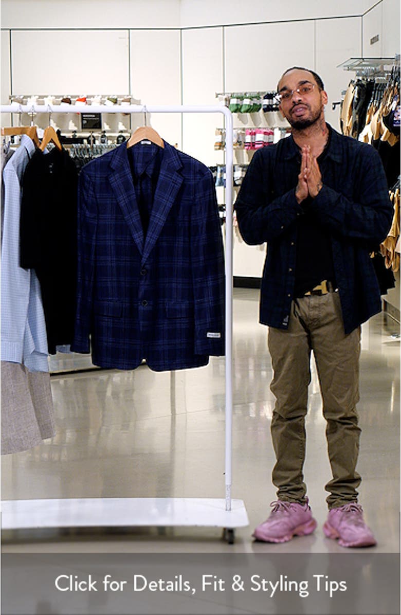 Hyperlight Soft Plaid Slub Wool & Silk Blend Sport Coat, sales video thumbnail