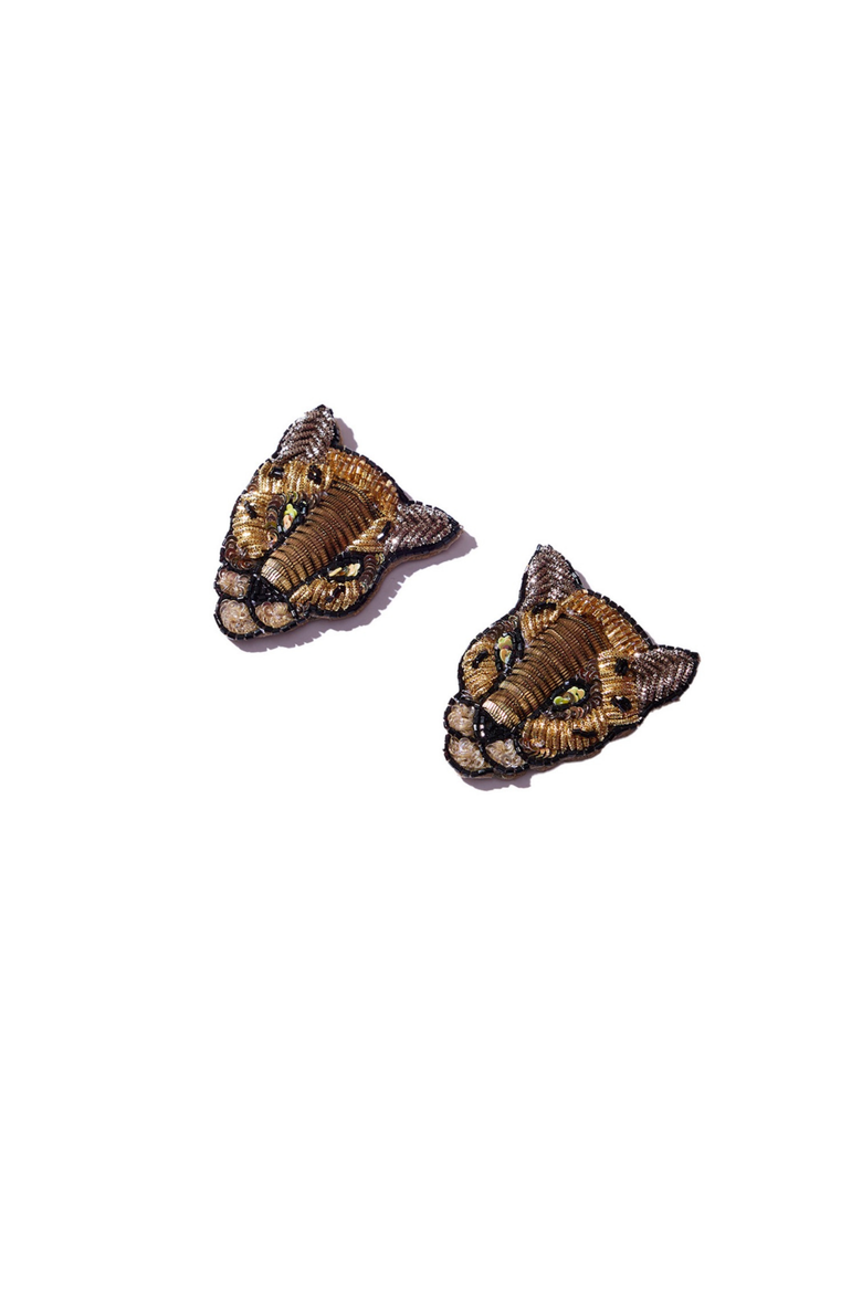 Cheetah Earrings, Alternate, color, Gold