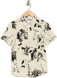 DENIM AND FLOWER Kids' Floral Short Sleeve Button-Up Shirt