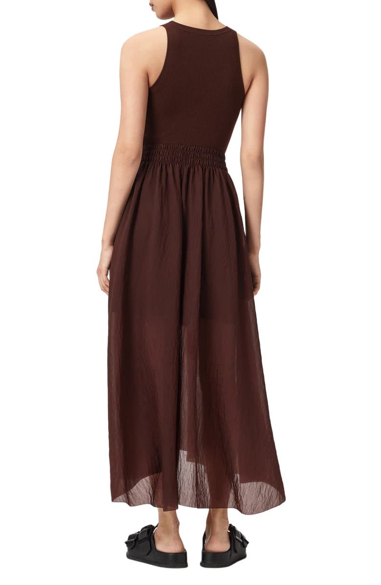 AllSaints Zenia Sleeveless Asymmetric Hem Dress, Alternate, color, Bitter Brown