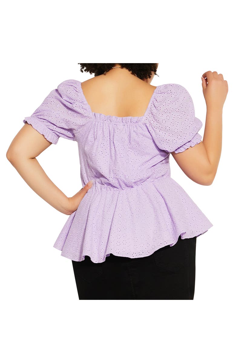 City Chic Sweet Broderie Cotton Top, Alternate, color, Lilac